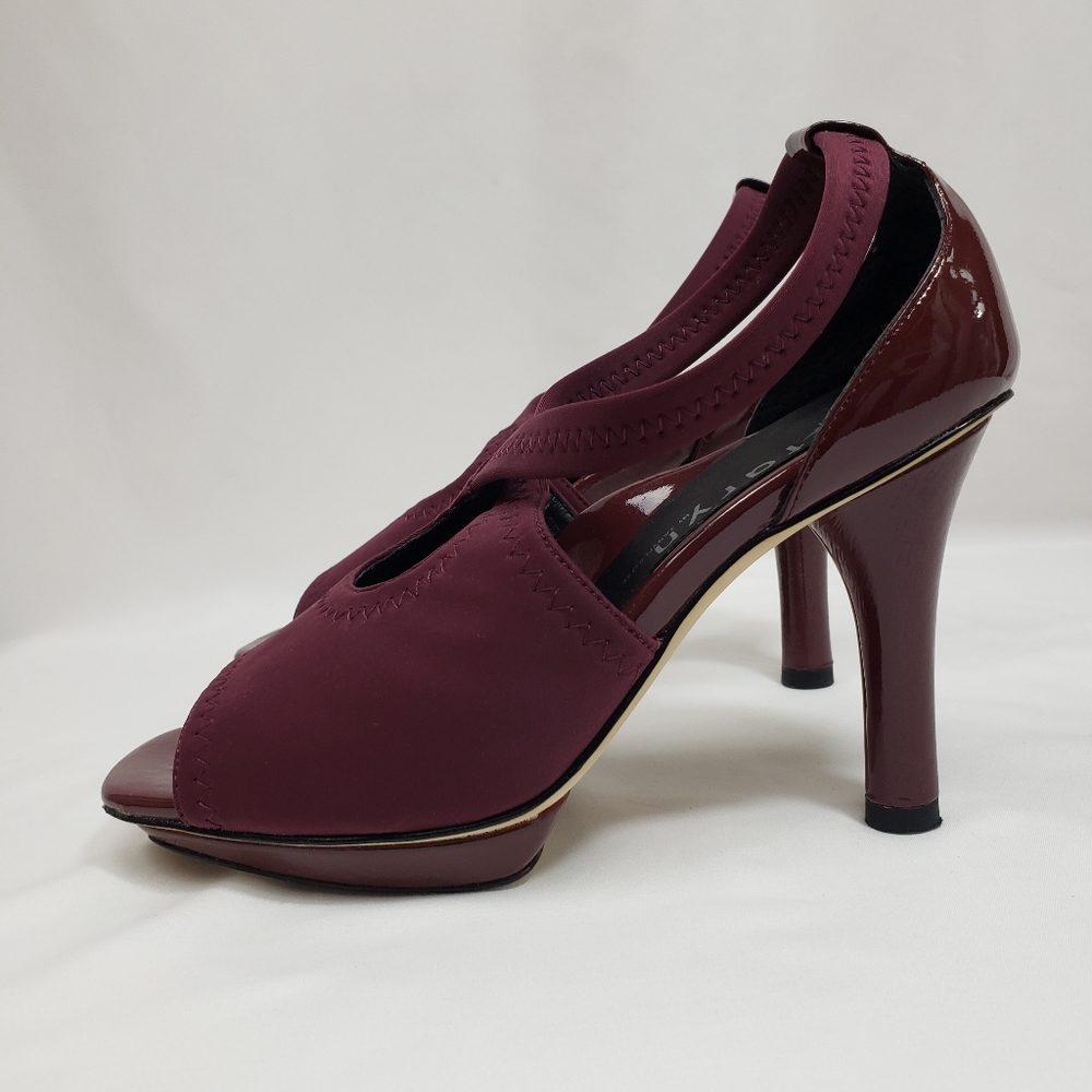 Taryn Burgundy Open Toe Heels - Picture 5 of 13